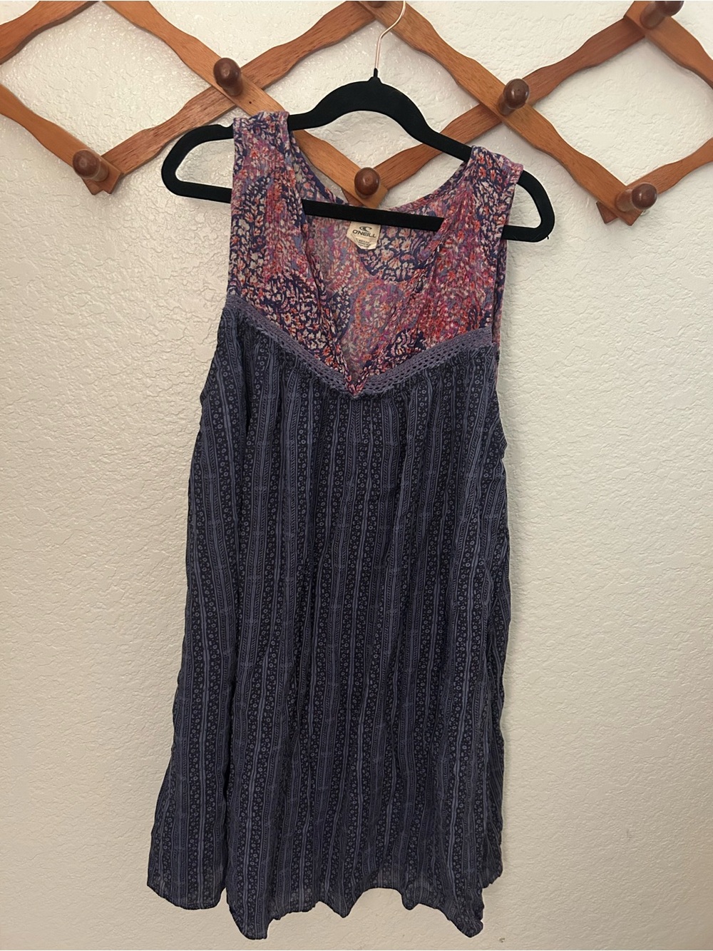 Boho Sleeveless Tunic Top - Purple and Blue Floral